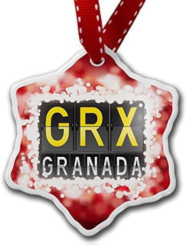 Tree Branch Decoration Christmas Ornament GRX Airport Code for Granada, Porcelain, 3-Inch