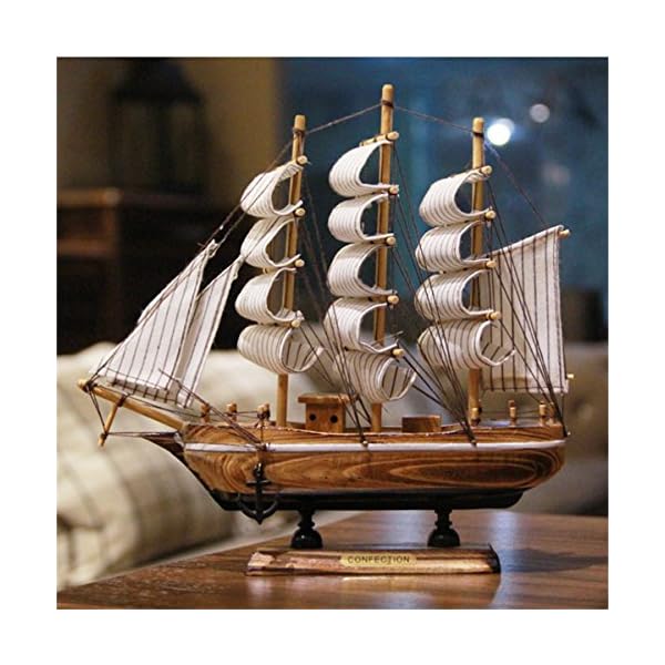 Evilandat Holz Segelboot Modell, 16CM Segelschiff Dekoration Modell Mediterraner Stil, für Geschenke und Schreibtisch… – Bild 4