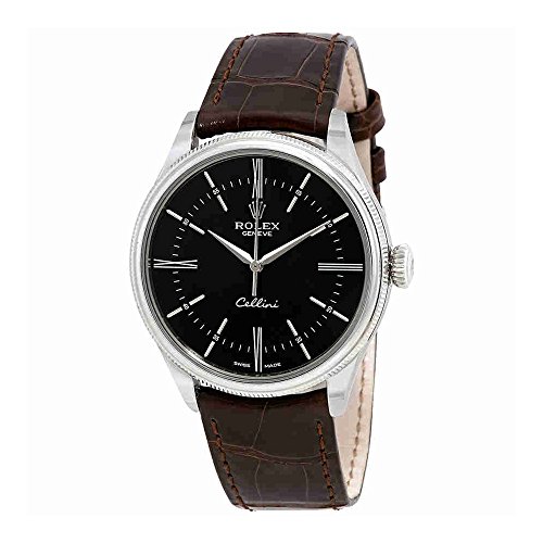 Rolex-Cellini-Automatic-Black-Dial-Brown-Leather-Mens-Watch-50509BRSL