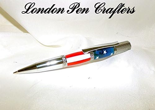 Pluma Twist Ballpoint Pen w/ Chrome Fittings and Stars&amp;Stripes Acrylic