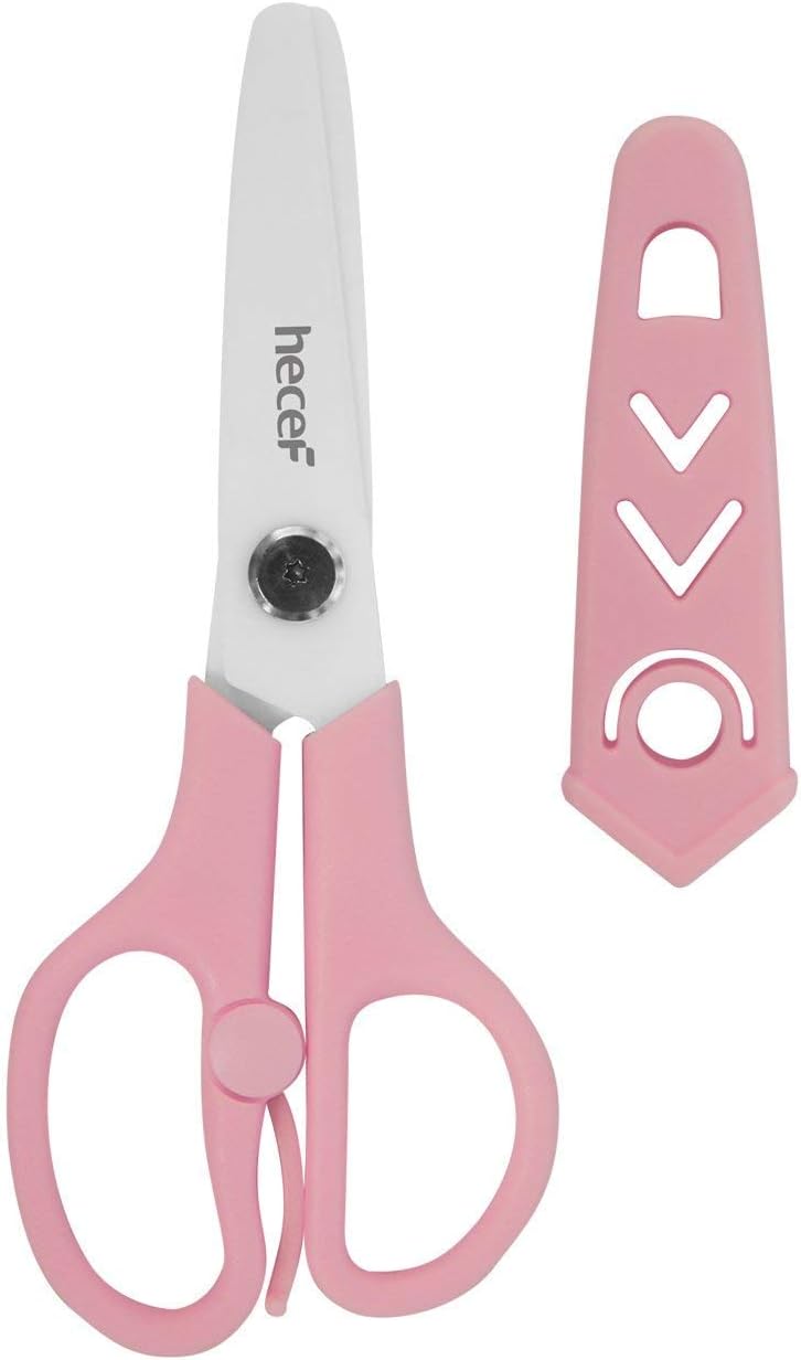 Hecef Ceramic Scissors, Kitchen Baby Food Scissors with Cover without Stainless Steel Smell 15cm