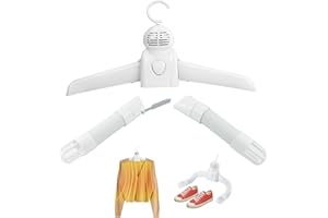 GXXZDN Travel Mini Dryer for Clothes, Portable Clothes Dryer Rack with Removable Clothes Hanger and Shoe Dryer, 2 Levels of Hot Air Drying, Electric Dryer for RVs Apartments white