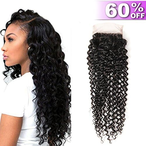 Brazilian Curly Hair Lace Closure 12 inch 4x4 Free Part Closure Unprocessed Virgin Brazilian Human Hair Extensions Kinky Curly Closure Free Part Style