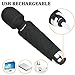 Cordless Wand Massager, Rechargeable Bullet Personal Waterproof Magic Mini Massager, 20x Multi Speeds Powerful Vibration for Body Therapeutic - Black