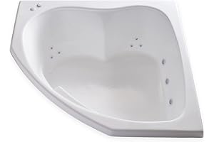 Carver Tubs - SKC5555 - Modern Acrylic Fiberglass Whirlpool Tub Water Massage Two Person Jetted Bathtub, w/Heated 12 Jet - Two Person White Acrylic Curved Corner Tub - 55"L x 55"W x 18.5"H