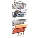Samstar 4 Tier Hanging Wall File Organizer, Metal Mesh Wall Mounted File Holder with 3 Key Hooks for Office Home