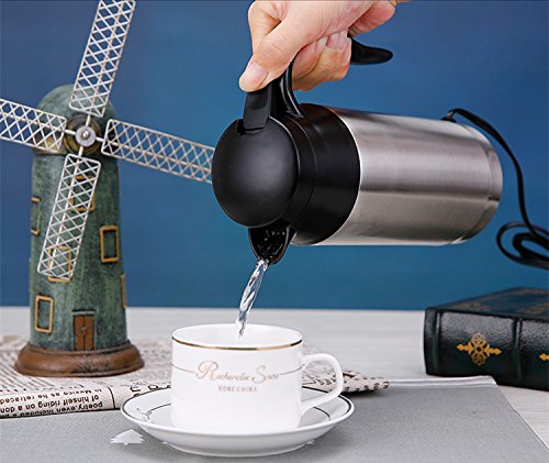 12V 750ml Stainless Steel Car Electric Heating Mug Drinking Cup Travel Kettle for Water Tea Coffee Milk - Thumbnail 2
