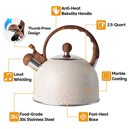 Tea Kettle VONIKI 2.5 Quart Tea Kettles Stovetop Whistling Teapot