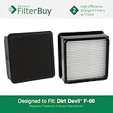 2 - Dirt Devil F66 (F-66) Allergen HEPA Filters with Foam Insert. Designed by FilterBuy to fit Dirt Devil Dirt Devil Featherlite Upright Model # UD70100. Replaces Dirt Devil F66 Part # 304708001.