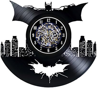 Modern Vinyl Record Wall Clock With Batman Arkham City Design - Unique Room Wall Decor - Original Gift Idea For Girls and Women - Exclusive Comics Superhero Fan Art
