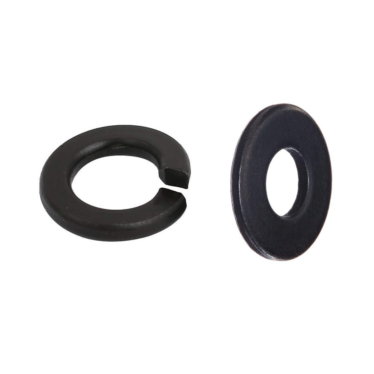 NGe 100 Set M6 Steel Split Lock Washer & Flat Washer, Black Oxide Finish, 0.08" & 0.05" Thick, Ideal for Home, Farm, Business & Industry