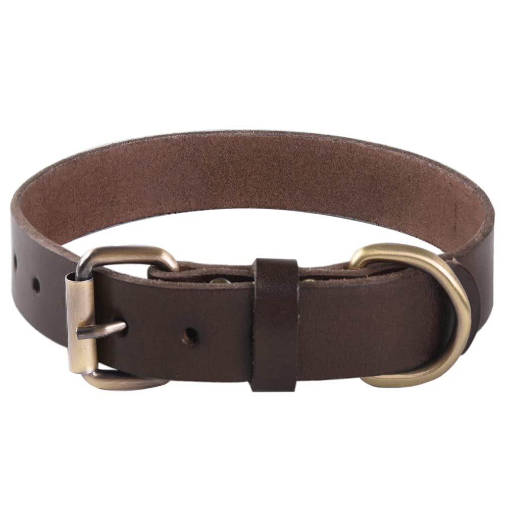 Leather Dog Collar Super Soft Real Genuine Leather for Small, Medium Large and Extra Large Breed Dog Collars (L)