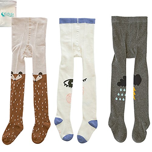 Gellwhu 3-Pack Cute Kids Girls Boys 0-3T Tights Legging Pants Warm Stockings (L (2-3 Years), 3-Pack A)