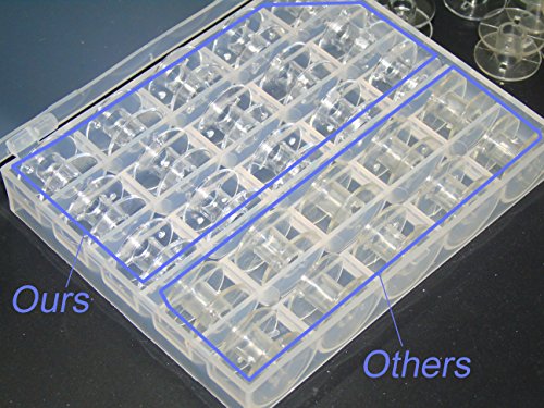 Ceeyali 25 Pcs Transparent Plastic Sewing Machine Bobbins with Bobbin Case for Brother Singer Babylock Janome Kenmore