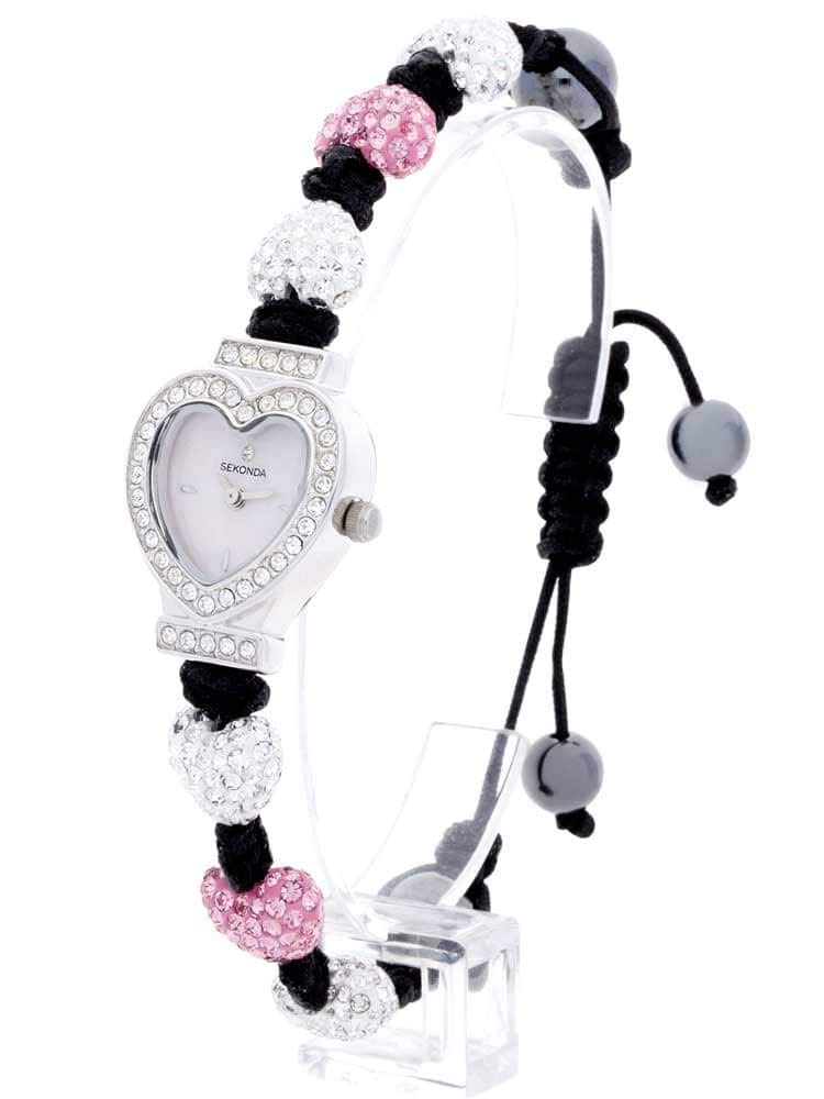 Sekonda Ladies Crystalla Pink White Heart Watch 2002