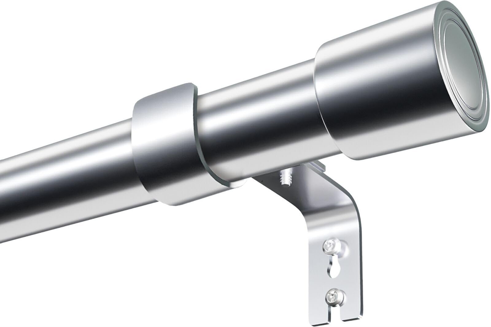 Venwemong Curtain Pole with Brackets&Cap Finials Extendable Curtain Rods for Windows, Living Room, Bathroom, Bedroom(Silver,84-220 cm/33-87 in)