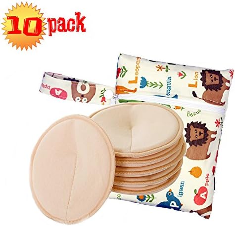 Washable Nursing Pads Soft Breathable Super Absorbent Reusable Breast Maternity Bra Pads with Leak-Proof Backing for Breastfeeding (10 Pack)