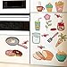 BIBITIME Cartoon Kitchen Decal for Wall Fridge Sticker Flower Carrot Water Jam Bread Food Vinyl Decor for Cooking Bench Lockers Refrigerator