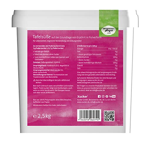 Xucker Puderxucker Erythrit 2,5kg Box - kalorienfreier Zuckerersatz als vegane & zahnfreundliche Puderzucker Alternative zum Kochen & Backen I Erythritol zuckerfrei 0% kcal 100% sweet – Bild 3
