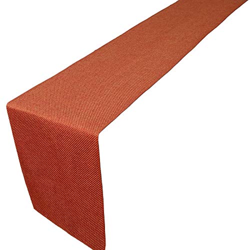 Parfair Dessin Burlap Jute Style Polyester Table Runner for Farmhouse Table Runner Dresser Cover Runner Wedding Party Fall Decorations (Orange, 13in. x 48in.)