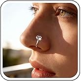 Yheakne Vintage Crystal Heart Nose Ring Gold Cz Heart Nose Cuff Crystal Septum Nose Rings U Shaped Clip On Nose Stud Cz Hoop Nose Piercing Jewelry for Women