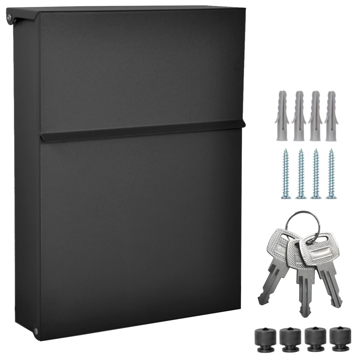 ALSTEN TECH Designer Wall Letter Box without Newspaper Compartment RAL 9017 Mini 30 x 23 cm Matt Black