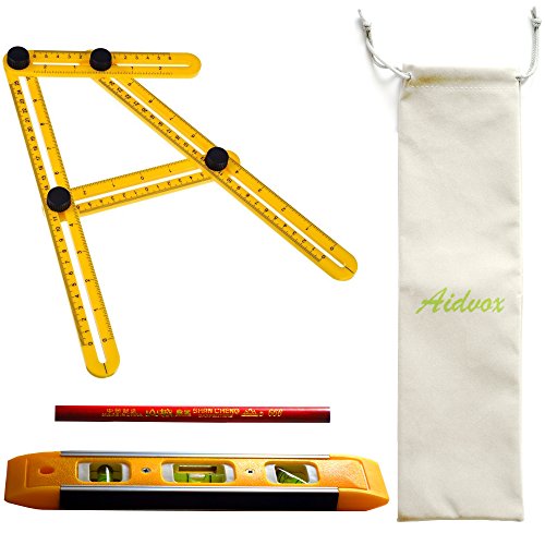 Angleizer Template Tool, Aidvox Multi Angle Template Ruler Tool Measures All Angles for Builders Craftsmen Handymen