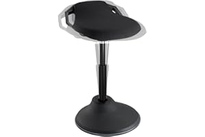 Desky Sit Stand Pro Active Stool - Ergonomic Height Adjustable Wobble Chair with Weighted Base, 360° Motion Seat for Standing