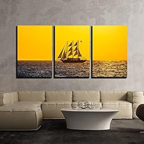 Sailing Ship Silhouette in Red Sunset on The...