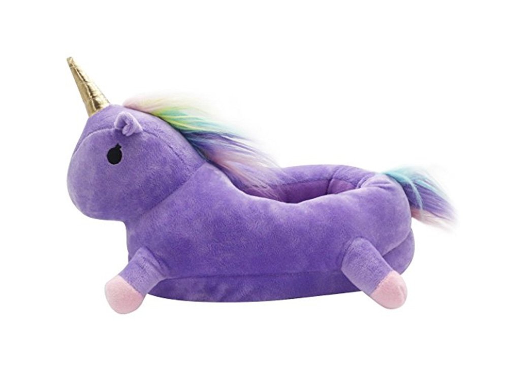 Unicorn Slipper Winter Warm Soft Plush Shoes for Home Indoor/Outdoor (Purple)