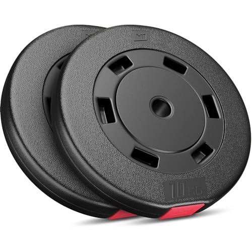 Hop-Sport Hantelscheiben Set 20 kg (2x10 kg) Kunststoff, Gewichtsplatten mit 31mm Lochdurchmesser, ideal für Standard 30mm Langhantelstangen, Robuste