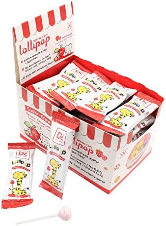 40Pcs Sweetened with Xylitol Lollipop Suckers,Strawberry Flavor,Kosher,Halal,Sugar-free,Promotes Oral Health,Supports Teeth Health,Candy Kids Party Birthday Carnivals Circus