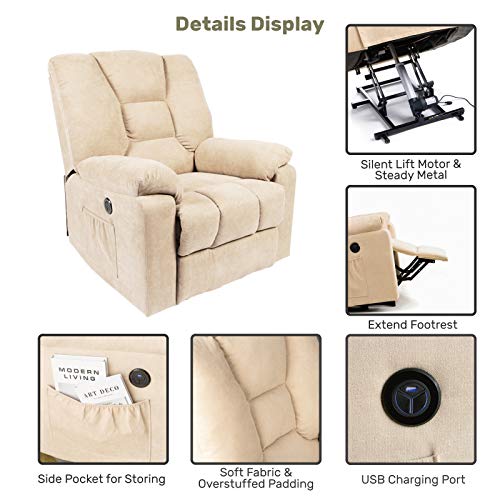 oneinmil Electric Power Lift Recliner Chair, Linen Recliners for