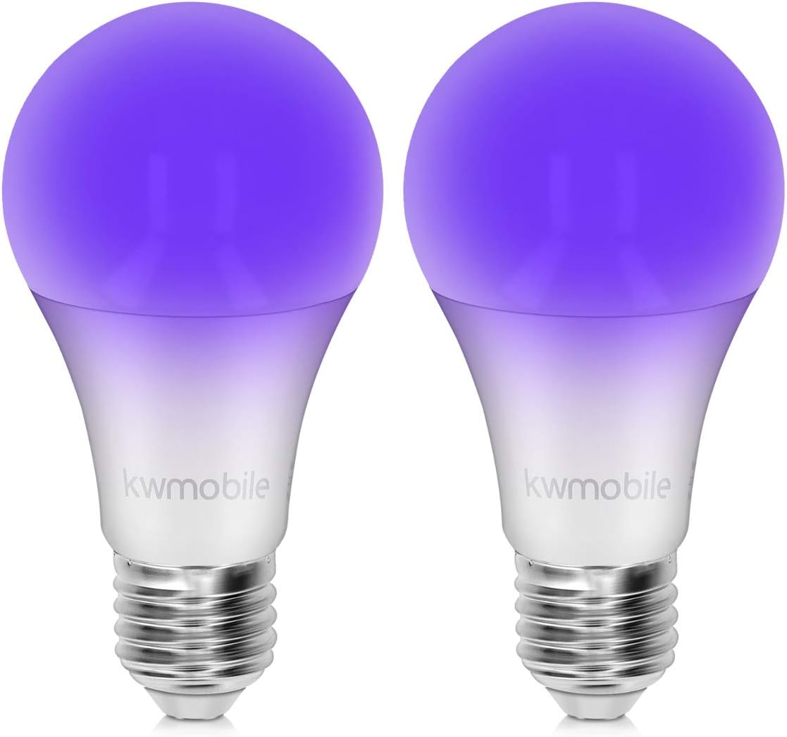 kwmobile Black Light Bulbs E27 LED Ultraviolet Blacklight UV Bulb