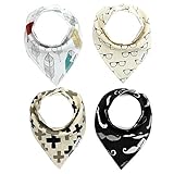 Baby Bandana Drool Bibs , Boys & Girls Unisex 4 Pack Baby Bibs By Ailegou