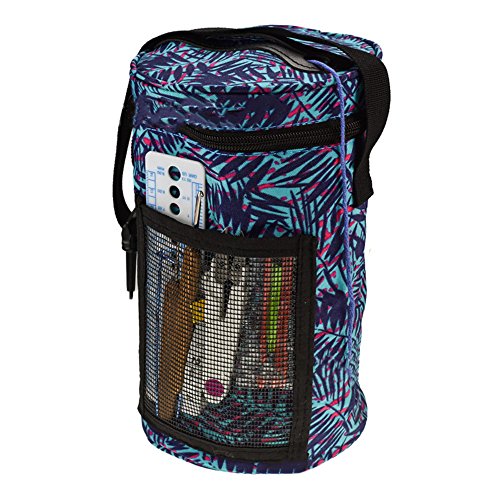 Vpang Portable Knitting Yarn Bag Round Tote Bag Crochet Hooks Needles Yarn Organizer Storage Bag Wool Skeins Yarn Ball Holder with Shoulder Strap, Blue (Medium)