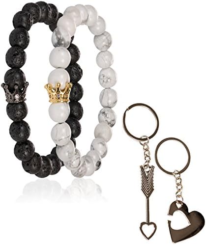 Long Distance Relationship Bracelets for Couples Gifts Love You Matching Keychains Jewelry Set Prime Anniversary Married Stuff My Cute Ideas for Women Men Him Her Boyfriend Girlfriend Wife Husband