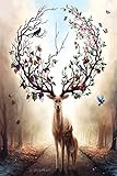 Yobooom Jigsaw Puzzles Wooden for Adults 1000 Piece Deer Art