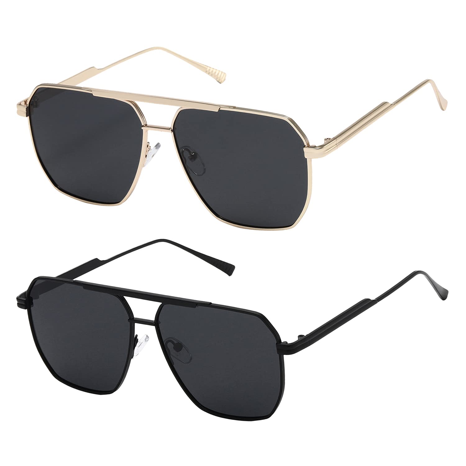 Retro Oversized Square Polarized Metal Sunglasses SOJOS Retro Oversized Square Polarized Sunglasses for Women  main image 3