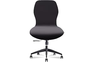 Deisy Dee Velvet Stretch Armless Office Chair Covers - Colorful Stretch Slipcover for Desk Chairs (Black)
