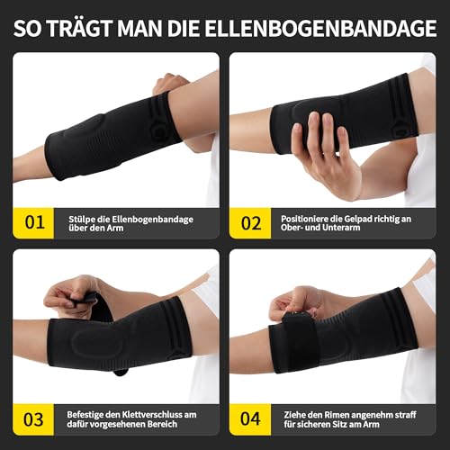 CAMBIVO 2 Pack Elbow Support with Straps & Gel Padding, Tennis Elbow Bandage Men Women for Tendinitis, Arthritis, Bandage Elbow for Weightlifting, Golf, Tennis, Garden