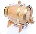 1 Liter Whiskey Oak Barrel for Aging – Golden Oak Barrel with Brass Hoops – Aging and Recipes Digital Guide included