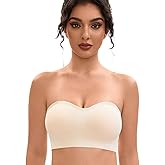 YHGV Strapless Bras for Women-Push-Up Non-Slip Bandeau Bra,Seamless Wirefree Padded Tube Top Convertible Straps