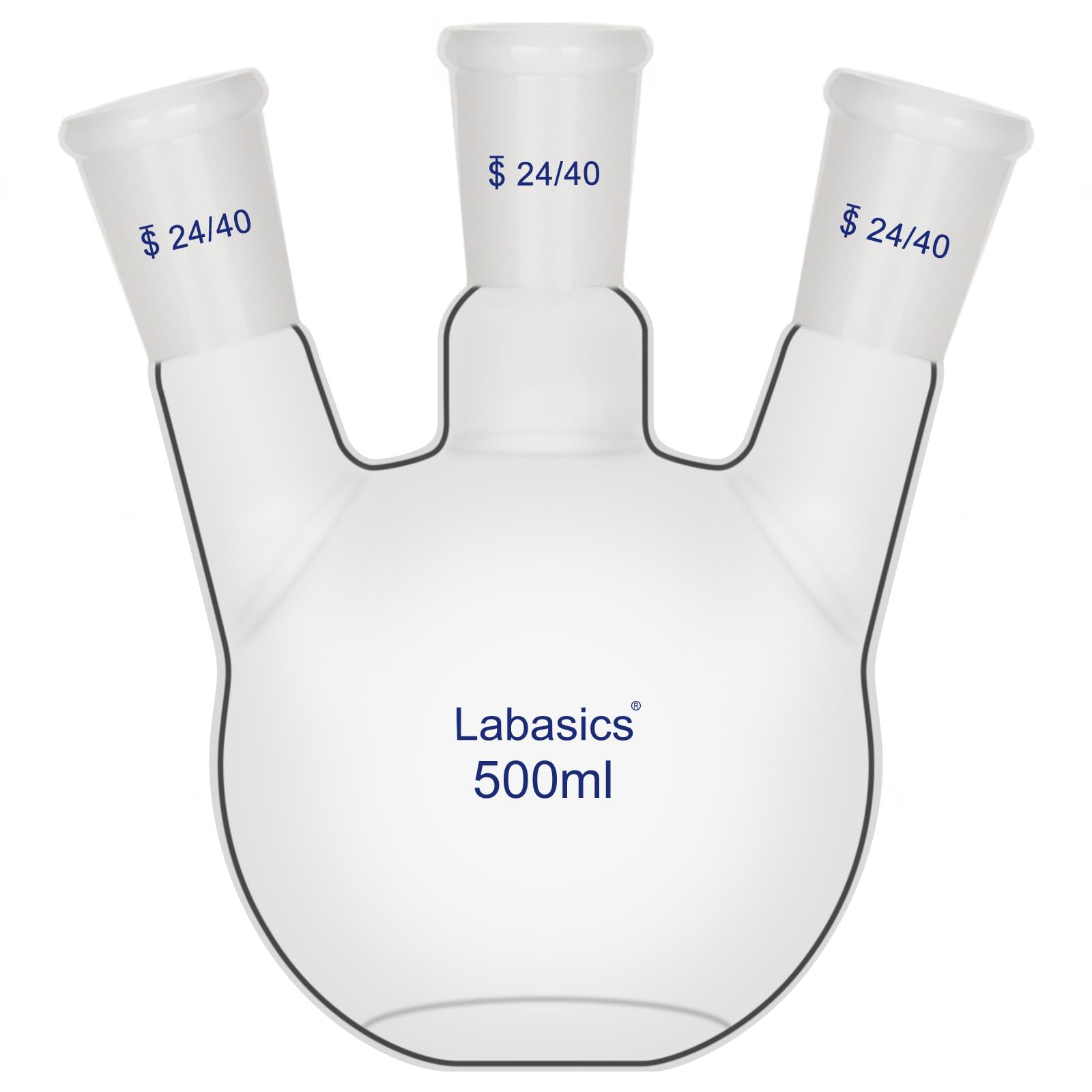 Labasics Borosilicate Glass 3 Neck Flat Bottom