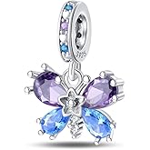 CYCUFF 925 Sterling Silver Charms Suitable for Bracelets Charms Beads, Charm Necklaces Jewellery Gift for Women Family Friends (Butterfly Zirconia Charm)