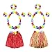 LoveS Pack of 12 Assorted Color Hula Grass Skirt with Flower Leis Costume Set, Luau Grass and Hawaiian Flower Bracelets, Headband, Necklace