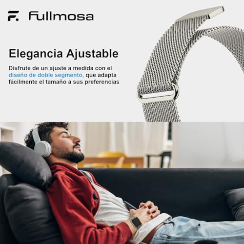 Fullmosa Correa Magnética Para Apple Watch 44mm 46mm 45mm 49mm,Starlight | Milanesa Pulsera de Repuesto Acero Inoxidable Loop para Ultra3/2/1 Series 11 10 9 8 7 6 5 4 3 2 1 SE3/2/1 para Mujer Hombre