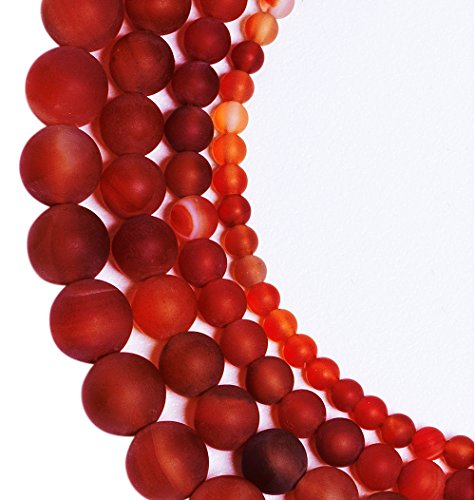 LK-CRAFTS Natural Matted Finish Carnelian Agate Gemstone Round Loose Beads For Jewelry Making Findings /Accessories 1 Strand 15.5 inches - 6mm