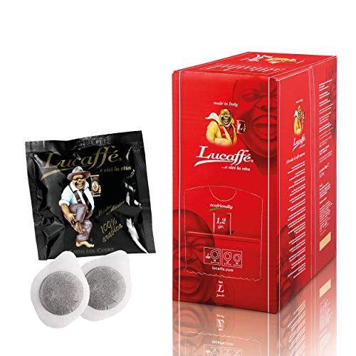 150 ESE Kaffepads Ø 44mm - Lucaffé Mr. Exclusive Espressopads - 1er Pack (1 x 150 Pads), 100% Arabica, süßer…