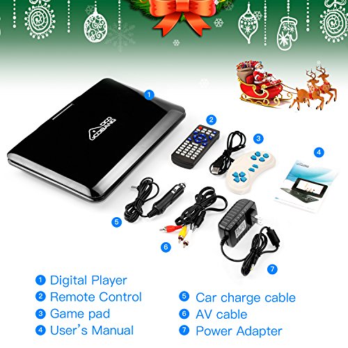 (Updated 2018) GooBang Doo EVD-1 Portable DVD Player Support Customizing Personalized Boot Screen with 8 hours Rechargeable Battery, Swivel Screen, SD Card Slot and USB Port - Black